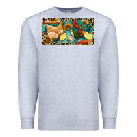 Heather Grey Chicken rooster and chicks with leopard Premium Sweatshirt - RanaPortraitStore