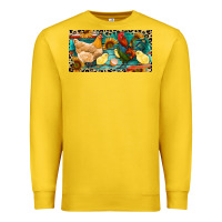 Lemon Chicken rooster and chicks with leopard Premium Sweatshirt - RanaPortraitStore