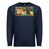 Navy Chicken rooster and chicks with leopard Premium Sweatshirt - RanaPortraitStore