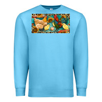 Ocean Blue Chicken rooster and chicks with leopard Premium Sweatshirt - RanaPortraitStore