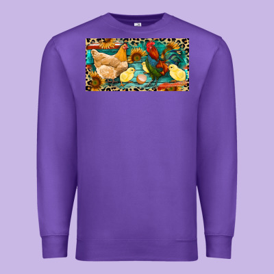 Chicken Rooster And Chicks With Leopard Premium Sweatshirt Designed By Ranaportraitstore