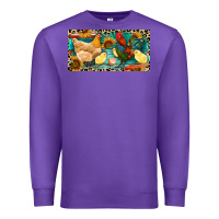 Purple Chicken rooster and chicks with leopard Premium Sweatshirt - RanaPortraitStore