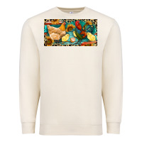 Sandshell Chicken rooster and chicks with leopard Premium Sweatshirt - RanaPortraitStore