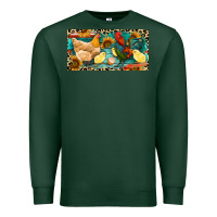 Sports Green Chicken rooster and chicks with leopard Premium Sweatshirt - RanaPortraitStore