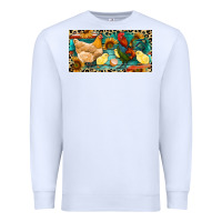 White Chicken rooster and chicks with leopard Premium Sweatshirt - RanaPortraitStore