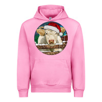 Fuchsia Pink Charolais Cow Christmas Urban Hoodie - RanaPortraitStore