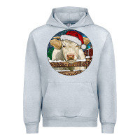 Heather Grey Charolais Cow Christmas Urban Hoodie - RanaPortraitStore