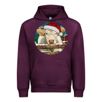 Mauve Wine Charolais Cow Christmas Urban Hoodie - RanaPortraitStore