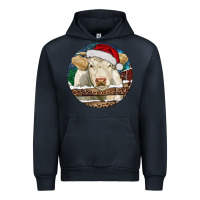 Navy Charolais Cow Christmas Urban Hoodie - RanaPortraitStore