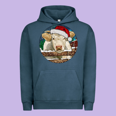 Charolais Cow Christmas Urban Hoodie Designed By Ranaportraitstore