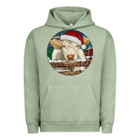 Pigment Oil Green Charolais Cow Christmas Urban Hoodie - RanaPortraitStore