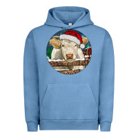 Pigment Pebble Blue Charolais Cow Christmas Urban Hoodie - RanaPortraitStore