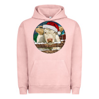 Pigment Salmon Charolais Cow Christmas Urban Hoodie - RanaPortraitStore