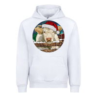 White Charolais Cow Christmas Urban Hoodie - RanaPortraitStore