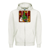 Oatmeal Heather snowman trees coaster Zipper Hoodie - JahusDesignShop