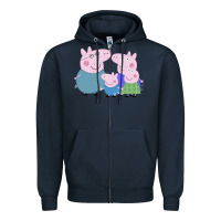 Navy peppa pig family Zipper Hoodie - artisFamous