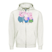 Oatmeal Heather peppa pig family Zipper Hoodie - artisFamous
