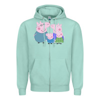 Seafoam peppa pig family Zipper Hoodie - artisFamous