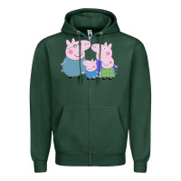 Sports Green peppa pig family Zipper Hoodie - artisFamous