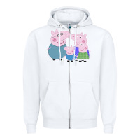 White peppa pig family Zipper Hoodie - artisFamous