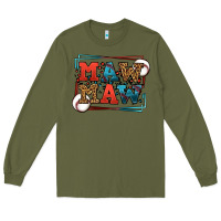 Army Green Baseball mawmaw leopard frame Long Sleeve Tee - LillyAllenDesigns