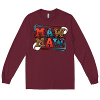 Burgundy Baseball mawmaw leopard frame Long Sleeve Tee - LillyAllenDesigns
