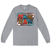 Heather Grey Baseball mawmaw leopard frame Long Sleeve Tee - LillyAllenDesigns