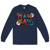 Navy Baseball mawmaw leopard frame Long Sleeve Tee - LillyAllenDesigns