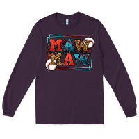 Plum Baseball mawmaw leopard frame Long Sleeve Tee - LillyAllenDesigns