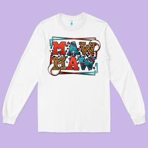 Baseball Mawmaw Leopard Frame Long Sleeve Tee Designed By Lillyallendesigns
