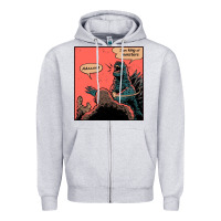 Heather Grey i am king of monsters Zipper Hoodie - artisFamous