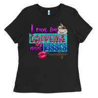 Black I run on caffeine and kisses Ladies Tee - FaDigitalArtStudio