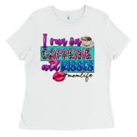 White I run on caffeine and kisses Ladies Tee - FaDigitalArtStudio