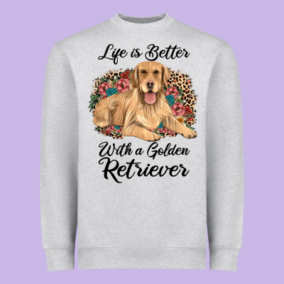 Life Is Better With A Golden Retriever Heavyweight Sweatshirt Designed By Jahusdesignshop