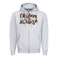 Heather Grey christmas vibes Zipper Hoodie - JahusDesignShop