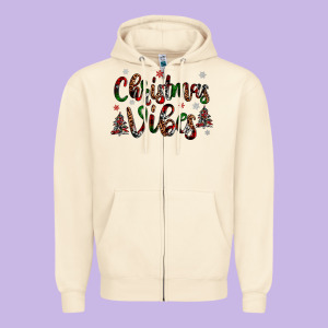 Christmas Vibes Zipper Hoodie Designed By Jahusdesignshop