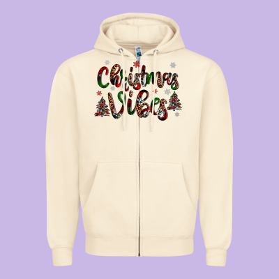 Christmas Vibes Zipper Hoodie Designed By Jahusdesignshop
