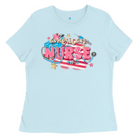 Baby Blue American Nurse Ladies Tee - FaDigitalArtStudio
