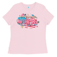 Bubblegum Pink American Nurse Ladies Tee - FaDigitalArtStudio