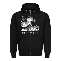 Black the great wave off kanagawa Zipper Hoodie - artisFamous
