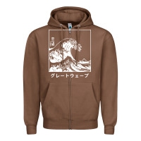 Chestnut the great wave off kanagawa Zipper Hoodie - artisFamous