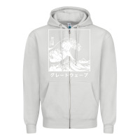 Dove Grey the great wave off kanagawa Zipper Hoodie - artisFamous