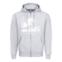 Heather Grey the great wave off kanagawa Zipper Hoodie - artisFamous