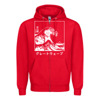 Red the great wave off kanagawa Zipper Hoodie - artisFamous