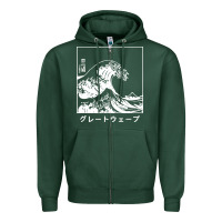 Sports Green the great wave off kanagawa Zipper Hoodie - artisFamous