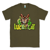 Army Green Lucky cat St. Patrick's Classic Tee - HowdyJamesFarm