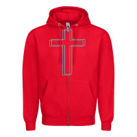 Red A Neon Christian Cross Zipper Hoodie - artisFamous