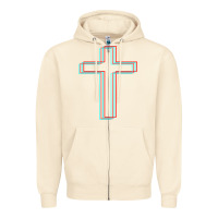 Sandshell A Neon Christian Cross Zipper Hoodie - artisFamous