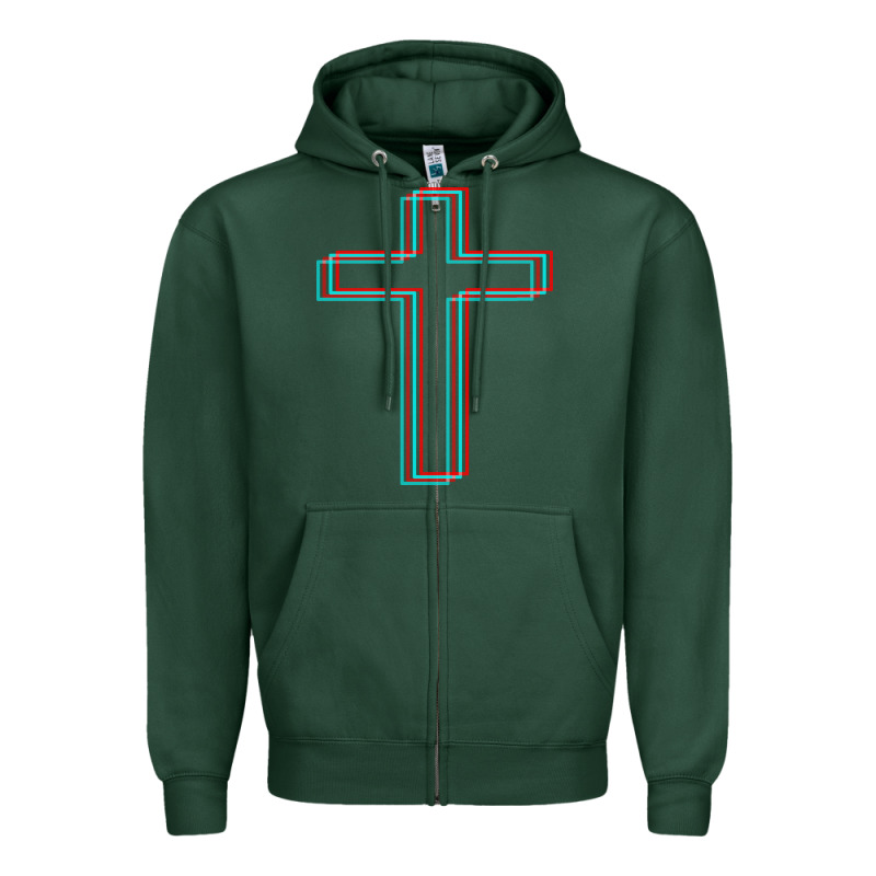 A Neon Christian Cross Zipper Hoodie by artisFamous | Teevron