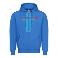 True Royal A Neon Christian Cross Zipper Hoodie - artisFamous
